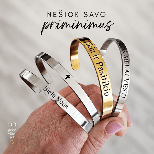 Minimalistinės apyrankės su graviruota žinute - DDgoodvibesart